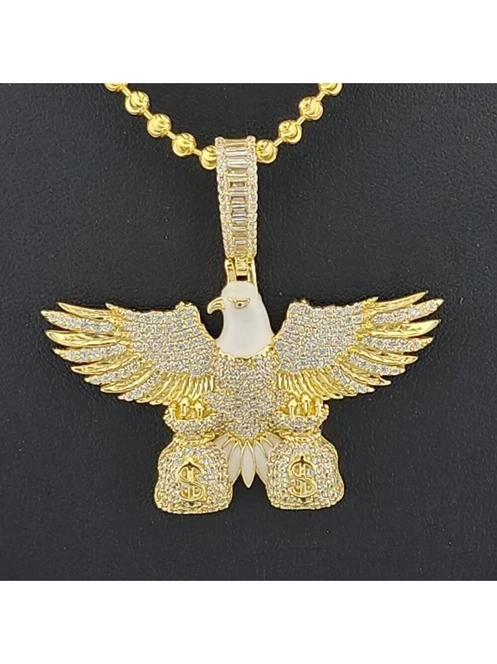 Sterling Silver 925 Flying Eagle Necklace with Two Money Bags – Bold & Symbolic